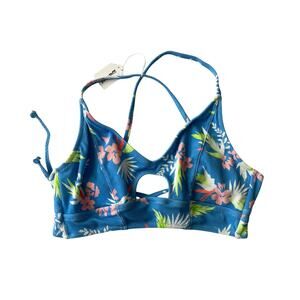 JESSICA SIMPSON, SIZE LARGE, BLUE TROPICAL BIKINI TOP